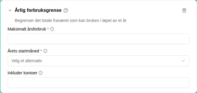 Konfigurasjon av årlig bruksgrense