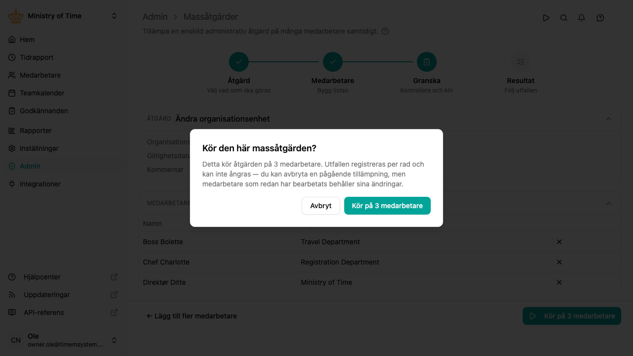 Bekräftelsedialog för körning