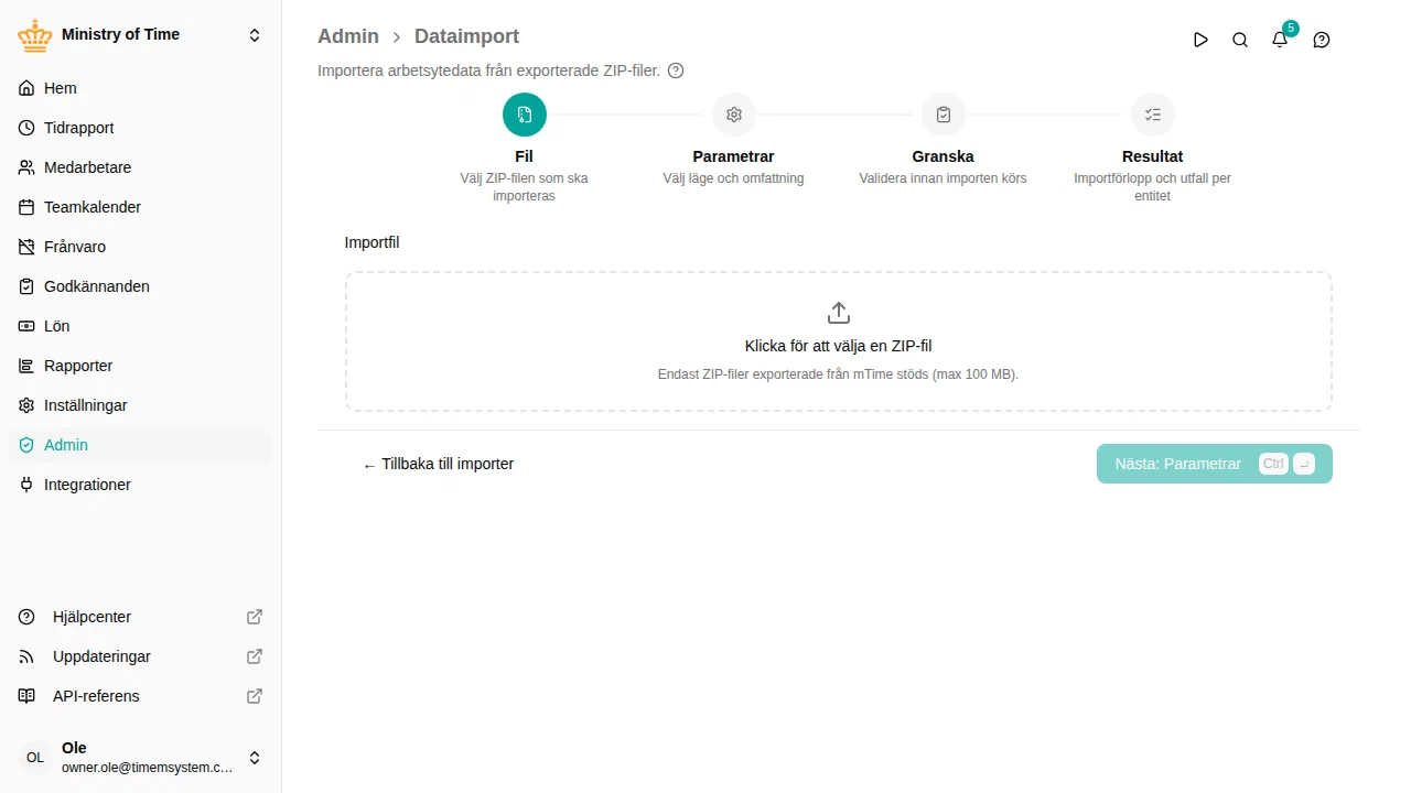 Procedura guidata di importazione, passaggio File