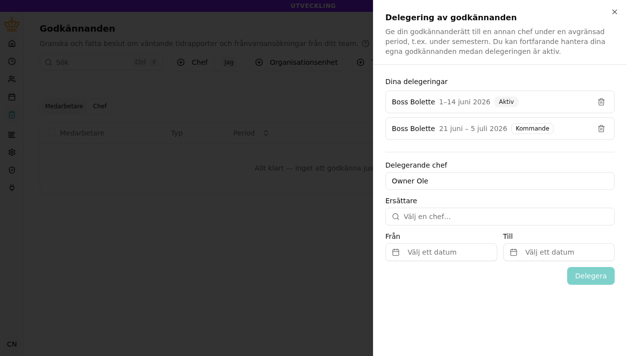 Skapa en delegering av godkännanden