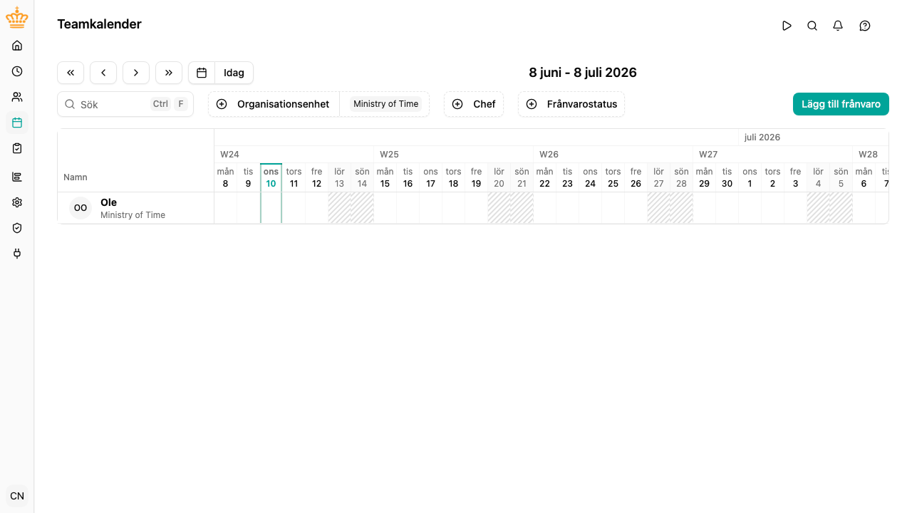 Teamkalender med tidslinjevy