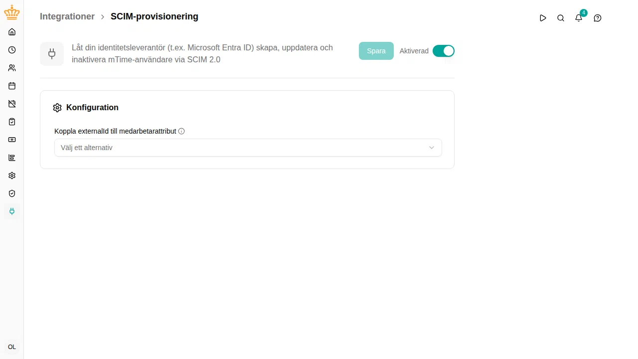 SCIM-provisioneringsintegrationen påslagen