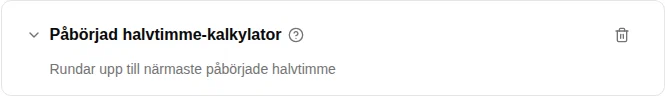 Configuratie van de calculator Aangevangen halfuur