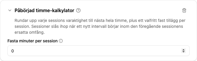 Konfiguration av kalkylatorn Påbörjad timme