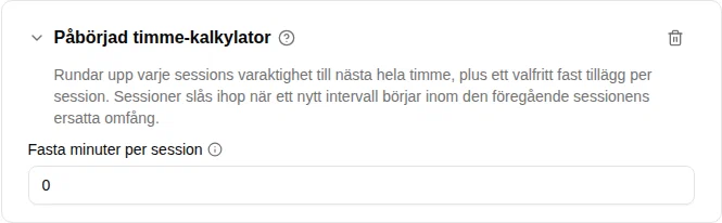Configuratie van de calculator Begonnen uur