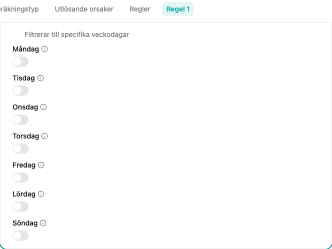Konfiguration av Veckodagsfiltret