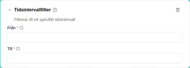 Configuratie van het filter Tijdsinterval