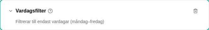 Configuratie van het weekdagfilter
