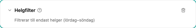 Konfiguration av Helgfiltret