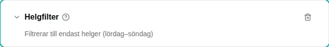 Configuratie van het weekendfilter