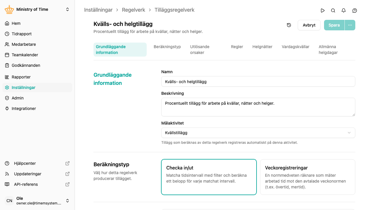 Redigerare för tilläggsregelverk med tre regler