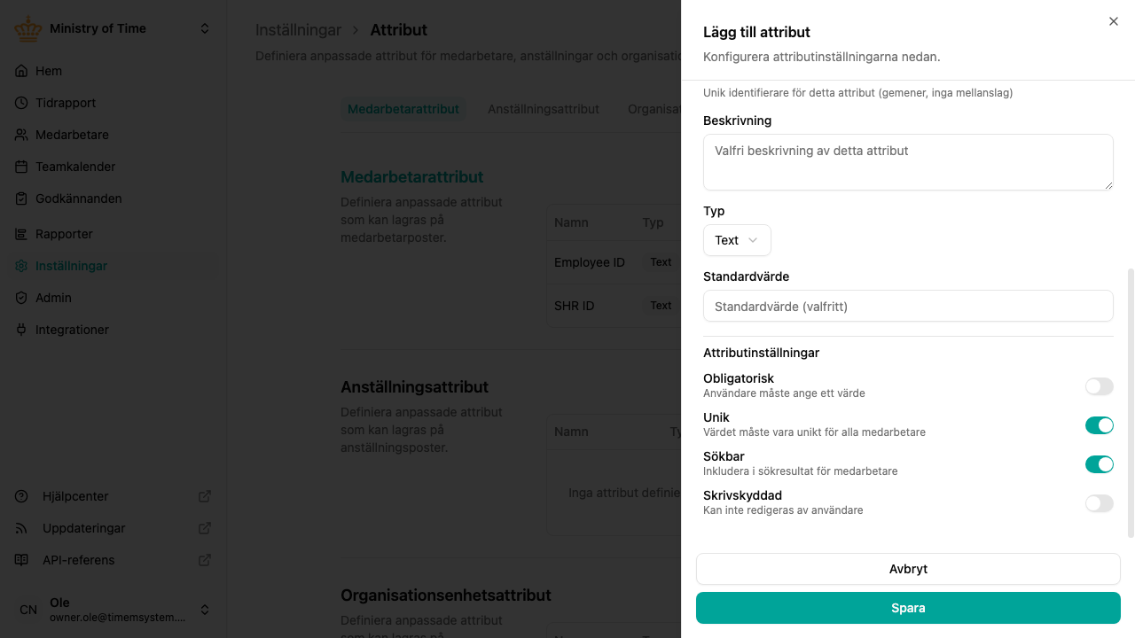 Lägga till ett anpassat attribut