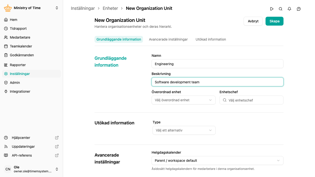 Skapa en organisationsenhet