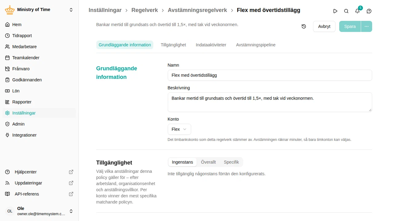 Redigerare för avstämningsregelverk med indataaktiviteter och en pipeline av steg