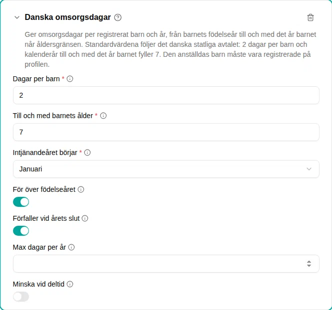 Configuratie van de plugin Deense zorgdagen