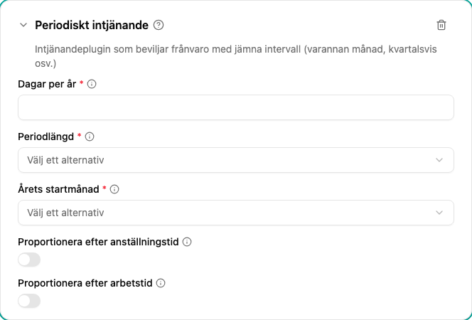Konfiguration av pluginet Periodiskt intjänande