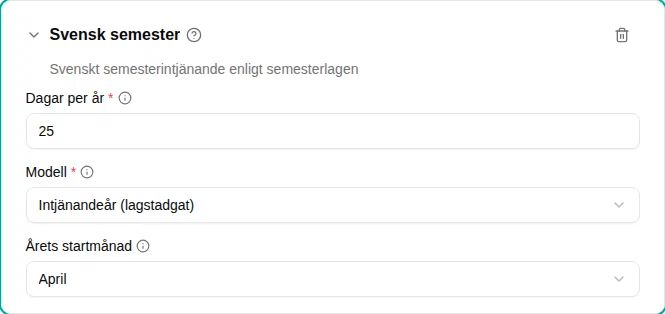 Configuratie van de plugin Zweeds vakantieverlof