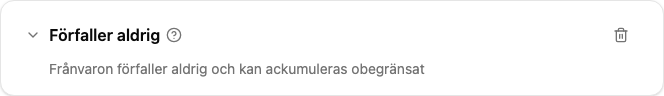 Konfiguration av pluginet Förfaller aldrig