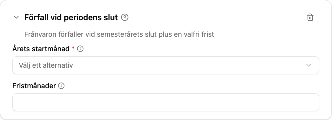 Konfiguration av pluginet Förfall vid periodens slut