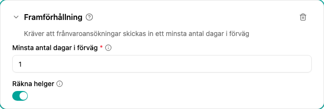 Konfiguration av framförhållning