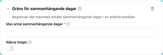Konfiguration av gräns för sammanhängande dagar