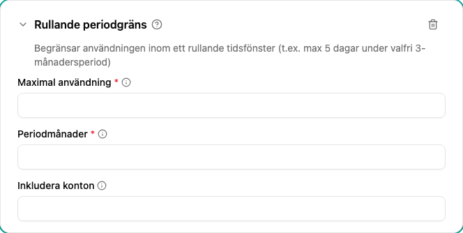 Konfiguration av rullande periodgräns