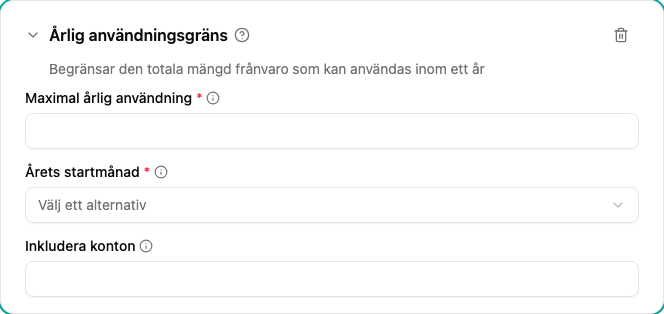 Konfiguration av årlig användningsgräns