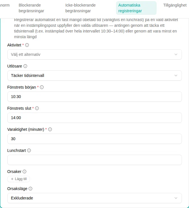 Configuratie van de plug-in Lunchaftrek