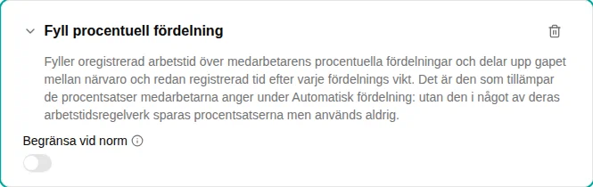Configuratie van de plug-in Procentuele verdeling opvullen